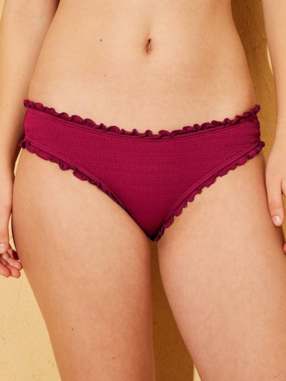 Women’s Textured Low-rise Extra Cheeky High Leg Bikini Bottom NEW